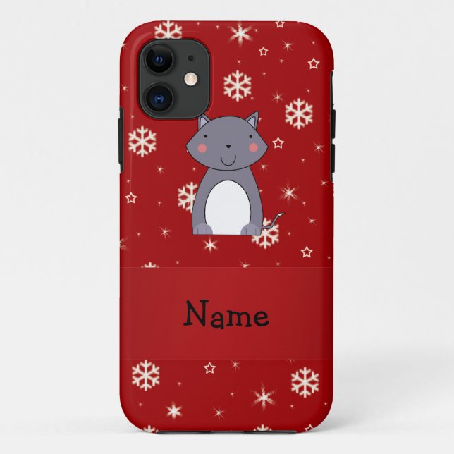 Coques Case-Mate iPhone Nom personnel loup rouge flocons de neige (Dos)