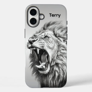 Coques iPhone 16 Plus Nom personnel Rugissement du Lion