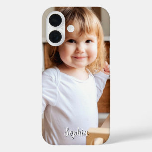 Coque Pour iPhone 16 Nom photo et script de votre enfant