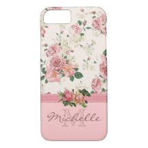 Nom rose floral rose vintage élégant de monogramme