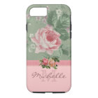 Nom rose floral rose vintage élégant de monogramme