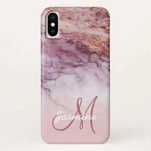 Case-Mate iPhone Case Nom rose Girly chic de monogramme de marbre d'or
