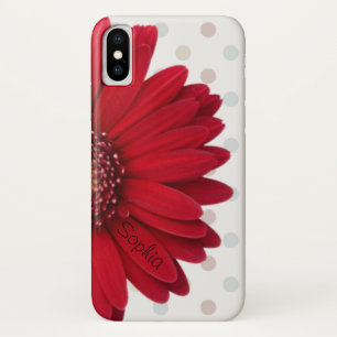 Coques Pour iPhone Nom rouge de coutume de marguerite de point de