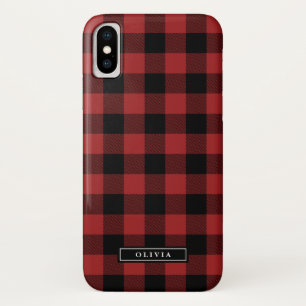 Case-Mate iPhone Case Nom rouge de motif de plaid de Buffalo