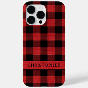 Coque Pour Pour iPhone 14 Pro Max Nom rouge de plaid de Buffalo noir de bûcheron