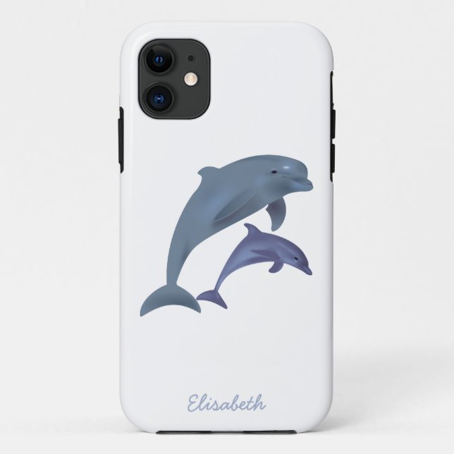 Coques Case-Mate iPhone Nom sautant d'illustration de dauphins (Dos)