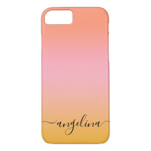 Case-Mate iPhone Case Nom Script Texte Monogramme Dégradé Ombre Orange