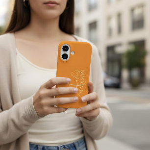 Coque Pour iPhone 16 Nom Serif Script Orange