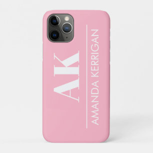 Case-Mate iPhone Case Nom simple et Initiales rose et blanc doux