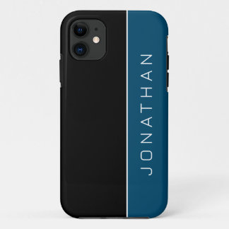 Case-Mate iPhone Case Nom simple Masculine Couleur Bloc noir et bleu