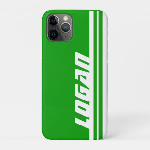 Coque Case-Mate Pour iPhone Nom sports à rayures vert et blanc
