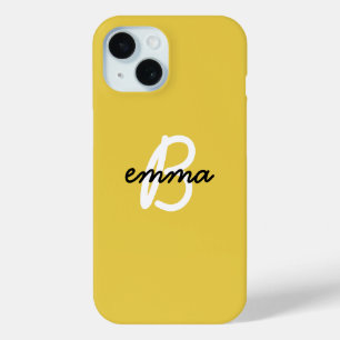 Coque Pour iPhone 15 Nom tendance   Mustard Jaune Moderne
