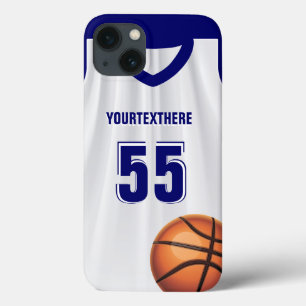 Etui iPhone 13 Nombre bleu de nom de robe de boule de panier