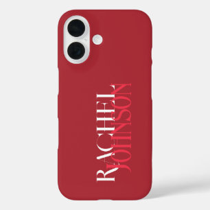 Coque Pour iPhone 16 Noms personnalisés rouge monochrome