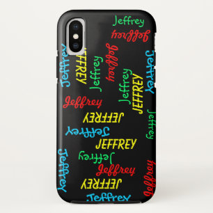 Coques Pour iPhone Noms répétitifs uniques amusants sur noir, perso