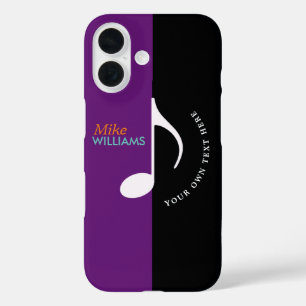 Coque Pour iPhone 16 note de musique ~ cool noir et violet