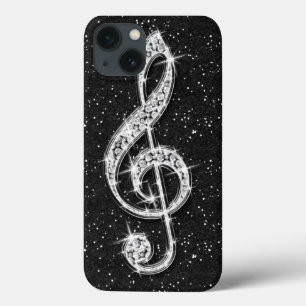 iPhone 13 Case Note de Musique Diamantée Pailletée Brillante Impr