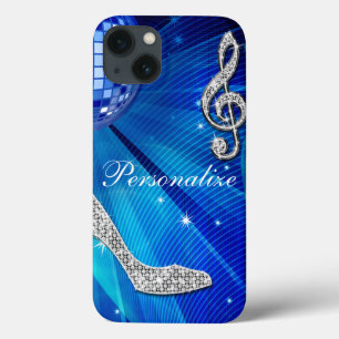 Coques Pour iPhone Note de musique et talon aiguille bleu/argent scin