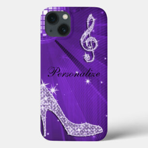 Coques Pour iPhone Note de musique et talon aiguille violet scintilla