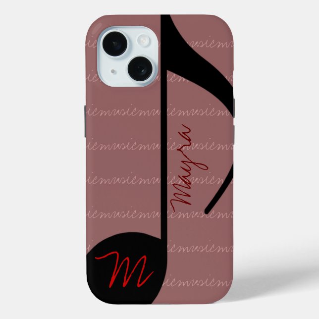 Coques Case-Mate iPhone note de musique rose noir personnalisée (Verso)