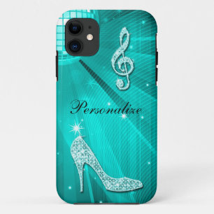 Etui iPhone Case-Mate Note de musique sarcelle scintillante et talon aig