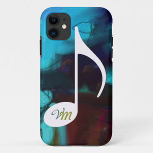 Coque iPhone 11 note musicale personnalisée bleu