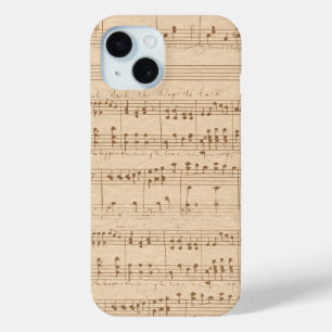 Coque Pour iPhone 15 notes de musique beige vintage