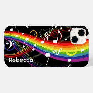 Coque Pour iPhone 14 Plus Notes de musique blanc arc-en-ciel personnalisées