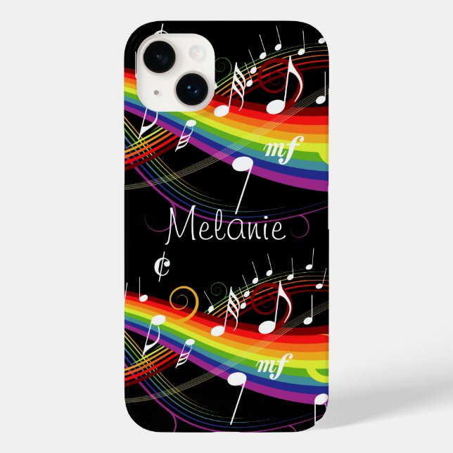 Coques Case-Mate iPhone Notes de musique blanc arc-en-ciel personnalisées  (Verso)