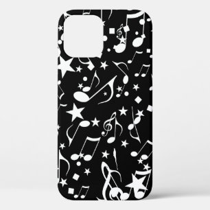 Coques Pour iPhone Notes de musique blanche sur le noir