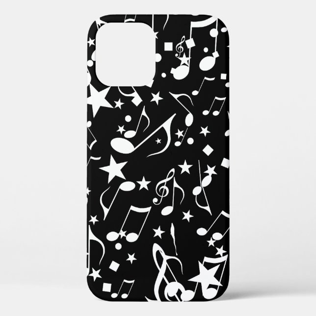Coques Case-Mate iPhone Notes de musique blanche sur le noir (Verso)