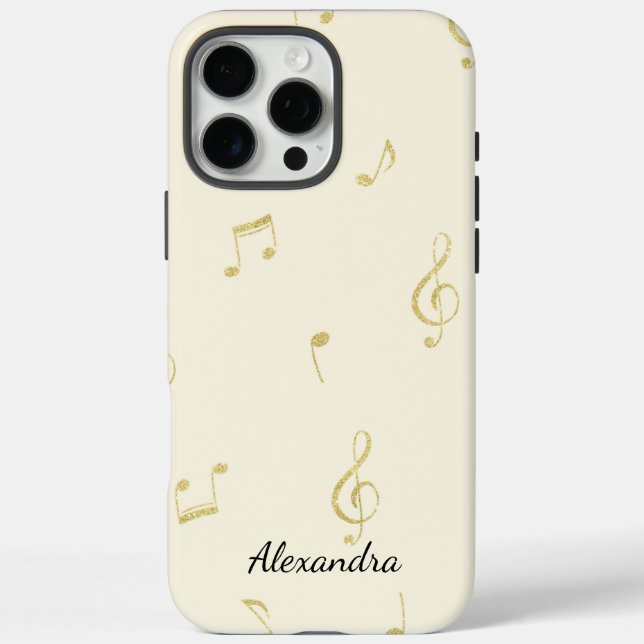 Coques Case-Mate iPhone Notes de musique en or blanc   (Verso)
