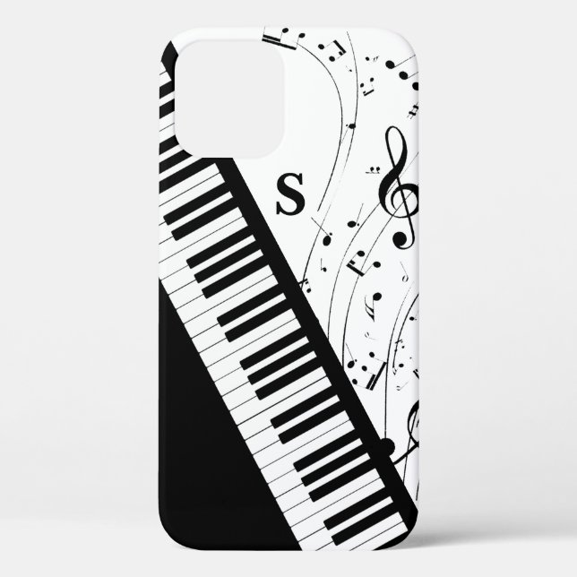 Coques Case-Mate iPhone Notes musicales de piano clavier Monogramme noir b (Verso)