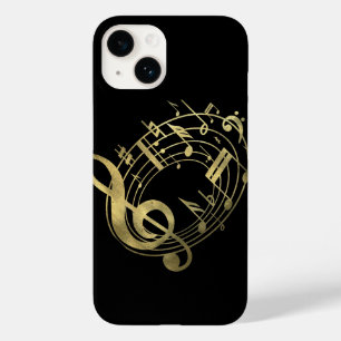 Coque Pour iPhone 14 Notes musicales d'or en forme ovale