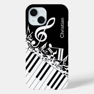 Coque Pour iPhone 15 Notes musicales et clés fraîches personnalisées de