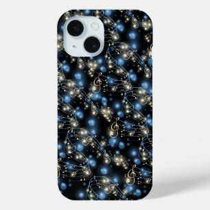 Coque Pour iPhone 15 Notes musicales et lumières des fêtes