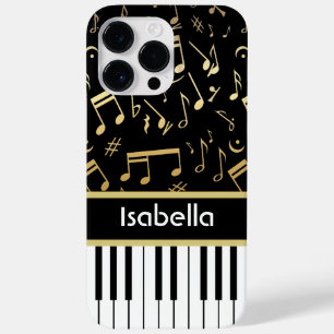Coques Pour iPhone Notes musicales et touches de piano Noir et Or