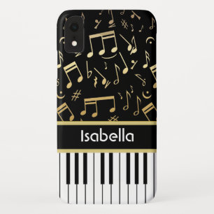 Coque Case-Mate Pour iPhone Notes musicales et touches de piano Noir et Or