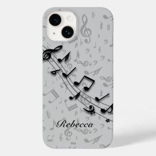 Coques Pour iPhone Notes musicales noires et grises personnalisées