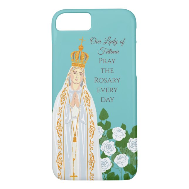 Coques Case-Mate iPhone Notre-Dame de Fatima et roses blanches (Dos)