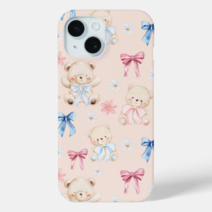 Coque Pour iPhone 15 Nounours Oursons en Peluche à l'Arc Féminin Motif 