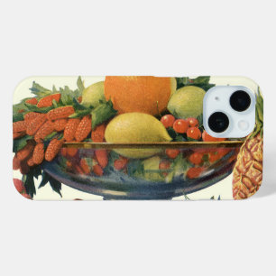 Coque Pour iPhone 15 Nourriture Vintage, Fruits Assortis dans un Bol