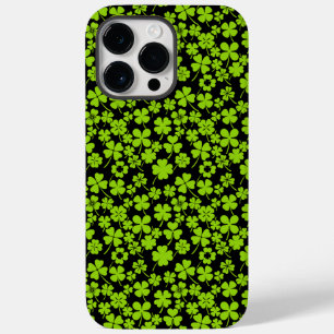 Coque Pour Pour iPhone 14 Pro Max Nouveau motif. Feuilles de trèfle 01 Fond noir