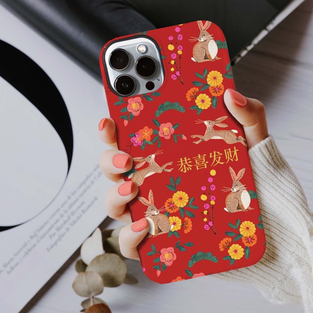 Coques Case-Mate iPhone Nouvel an lunaire du lapin vacances rouge (Créateur téléchargé)