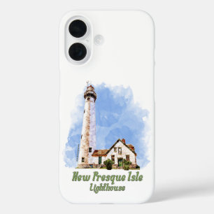Coque Pour iPhone 16 Nouvelle aquarelle du phare de Presque Isle - Mich