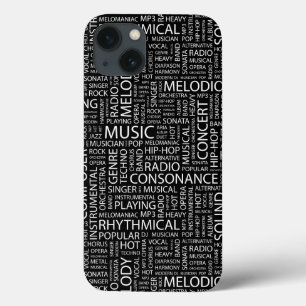 iPhone 13 Coque Nuage de mot de motif de MUSIQUE