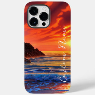 Coque Pour Pour iPhone 14 Pro Max Nuages de coucher de soleil clair tropical