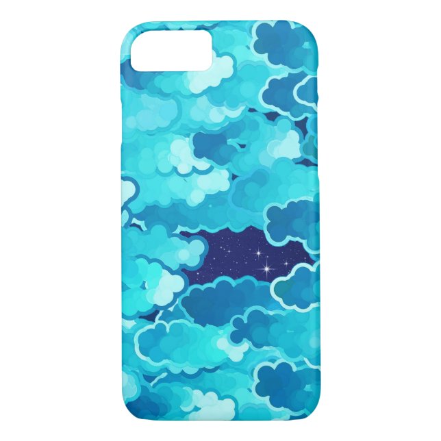 Coques Case-Mate iPhone Nuages japonais, Ciel du soir, Turquoise et Indigo (Dos)