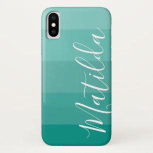 Case-Mate iPhone Case Nuances d'aqua Ombre Stripe Nom personnalisé