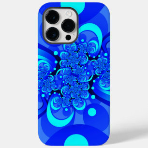 Coque Pour Pour iPhone 14 Pro Max Nuances de bleu Art fractal abstrait moderne